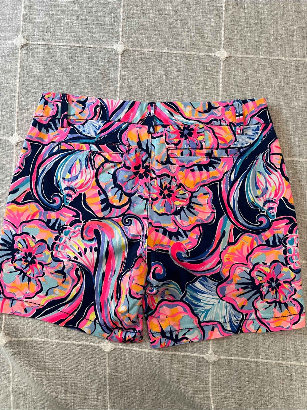 Lilly Pulitzer Navy Floral  Shorts with Pink & Aqua Accents